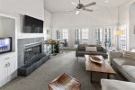 Walk-out basement family room water views